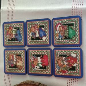 Pimpernel Christmas Bear In Stocking Coasters